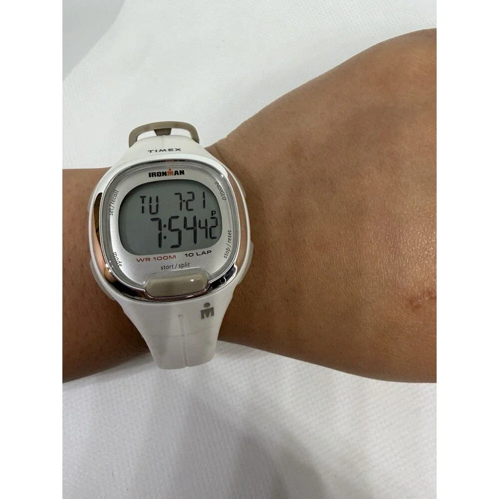 Timex Ironman Women’s Digital Sport Watch – White Resin Band – WR100M – Working